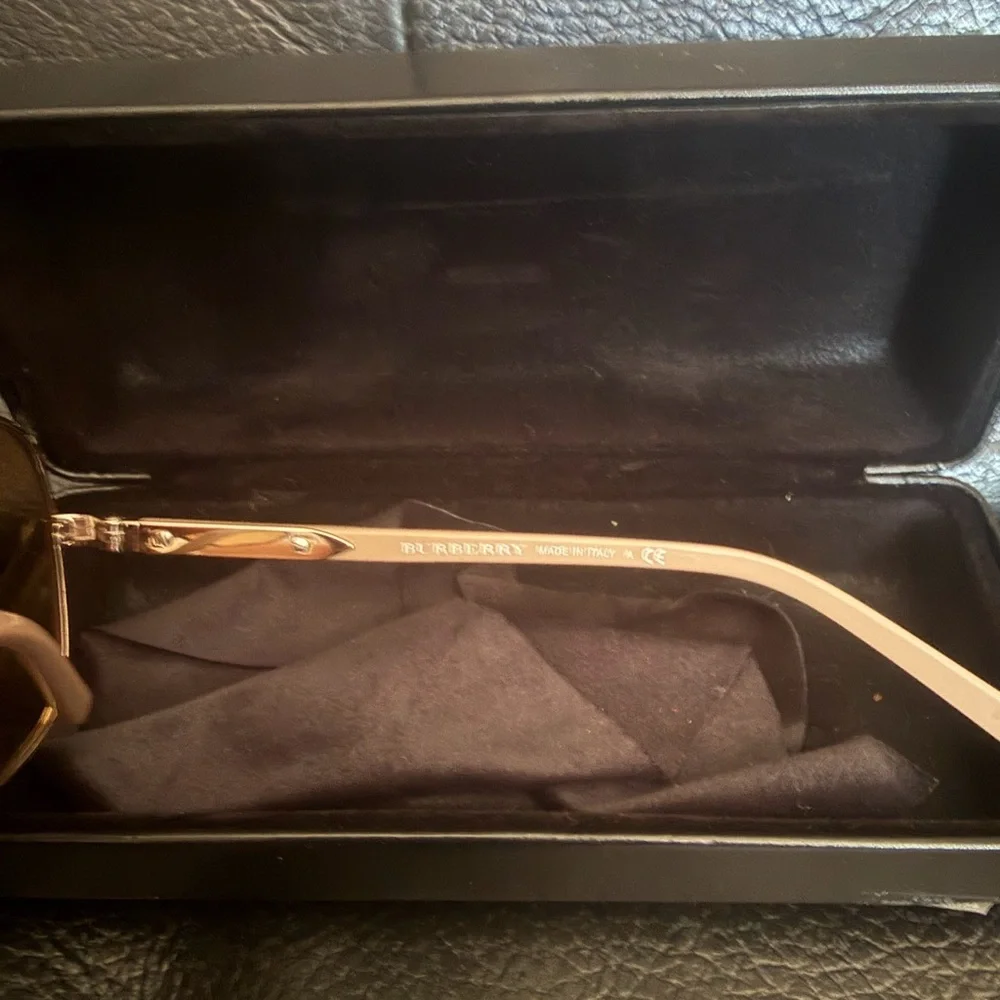 Burberry Rose Gold Metal Frame Sunglasses with Brown Lenses